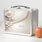 Floral and Pearl Embellishments Lunch box メタルランチボックス (インサイチュ)