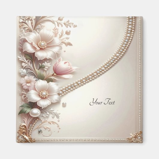 Floral and Pearl Embellishments Magnet マグネット (正面)