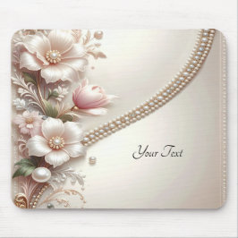 Floral and Pearl Embellishments Mousepad マウスパッド