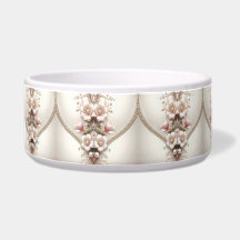 Floral and Pearl Embellishments Pet Bowl