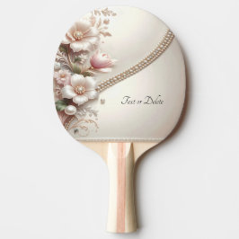 Floral and Pearl Embellishments Ping Pong Paddle 卓球ラケット