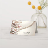 Floral and Pearl Embellishments Place Card プレイスカード (裏面)