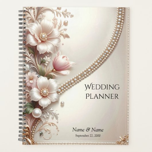 Floral and Pearl Embellishments Planner プランナー手帳 (正面)