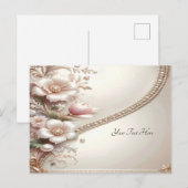 Floral and Pearl Embellishments Postcard ポストカード (正面/裏面)