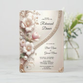 Floral and Pearl Embellishments Rehearsal Dinner 招待状 (スタンド正面)