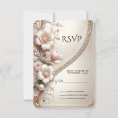 Floral and Pearl Embellishments RSVP Card (正面)