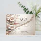 Floral and Pearl Embellishments RSVP Card (スタンド正面)