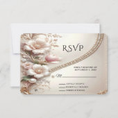 Floral and Pearl Embellishments RSVP Card (正面)