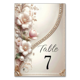 Floral and Pearl Embellishments Table Number テーブルナンバー