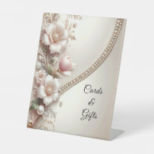 Floral and Pearl Embellishments Tabletop Signs