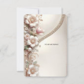 Floral and Pearl Embellishments Thank You Card サンキューカード (裏面)