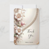 Floral and Pearl Embellishments Thank You Card サンキューカード (正面)