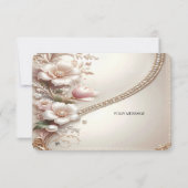Floral and Pearl Embellishments Thank You Card サンキューカード (裏面)