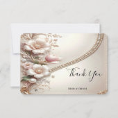 Floral and Pearl Embellishments Thank You Card サンキューカード (正面)