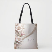 Floral and Pearl Embellishments Tote Bag トートバッグ (正面)