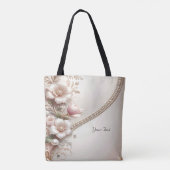 Floral and Pearl Embellishments Tote Bag トートバッグ (裏面)