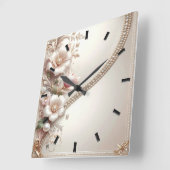 Floral and Pearl Embellishments Wall Clock スクエア壁時計 (傾斜)