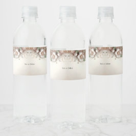 Floral and Pearl Embellishments Water Bottle Label ペットボトルラベル