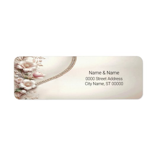 Floral and Pearl Return Address Label ラベル (正面)
