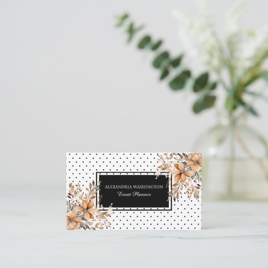 Floral and Polka Dot with QR Code 名刺 (スタンド正面)