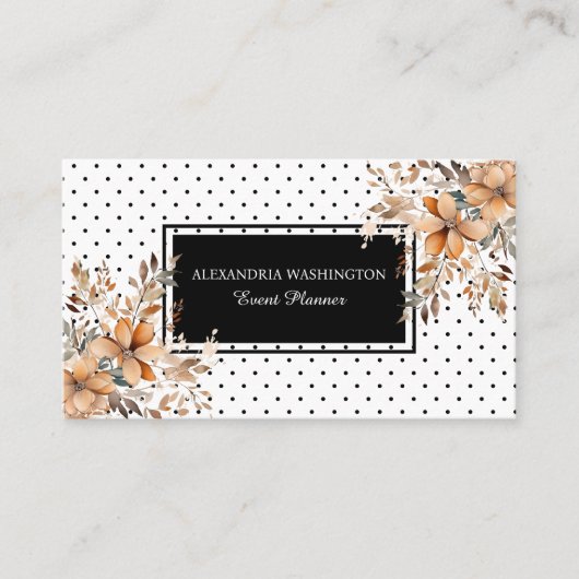 Floral and Polka Dot with QR Code 名刺 (正面)