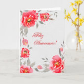 Floral Aniversario en Español ¡Feliz Aniversario! カード (黄色い花)