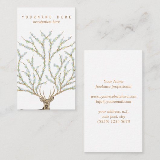 Floral antlers deer head woods god illustration 名刺 (正面/裏面)