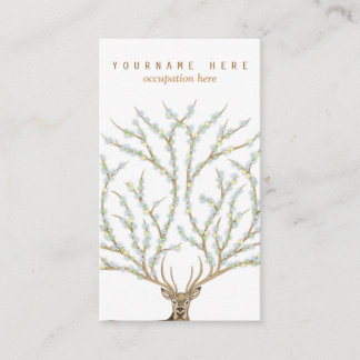 Floral antlers deer head woods god illustration 名刺