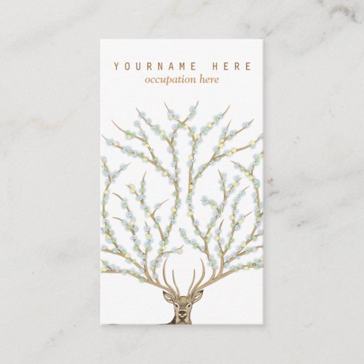 Floral antlers deer head woods god illustration 名刺 (正面)