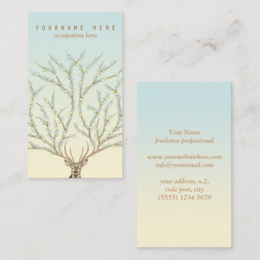 Floral antlers deer head woods god illustration 名刺 (正面/裏面)