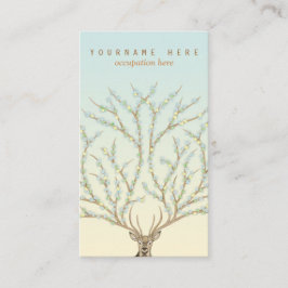 Floral antlers deer head woods god illustration 名刺