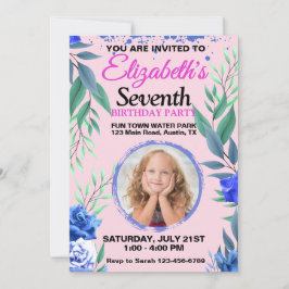 Floral Any Age Birthday 招待状