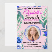 Floral Any Age Birthday 招待状 (正面/裏面)