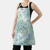 Floral Apron – Soft Blues & Greens on White  エプロン (インサイチュ)