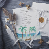 Floral Arbor Tropical Beach Budget QR Code Wedding 招待状