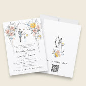Floral Arch Couple Sketch Wedding Website 招待状