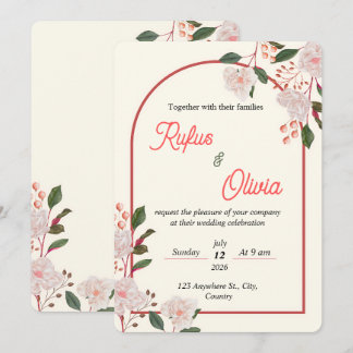 Floral Arch Editable Wedding Invitation Template 招待状