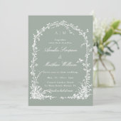 Floral Arch Garden Sage Green All in One Wedding 招待状 (スタンド正面)