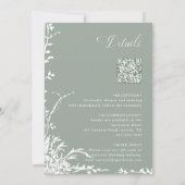 Floral Arch Garden Sage Green All in One Wedding 招待状 (裏面)