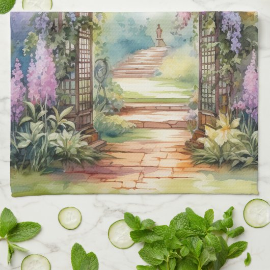 Floral Arch Landscape キッチンタオル (折り畳み)