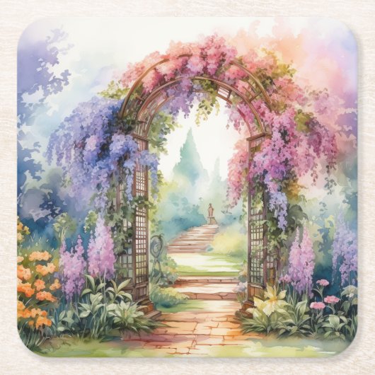 Floral Arch Landscape スクエアペーパーコースター (正面)