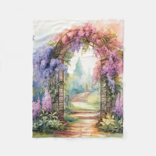 Floral Arch Landscape フリースブランケット (正面)
