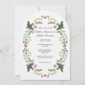 Floral Arch Linen Wedding 招待状 (正面)