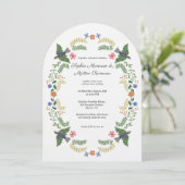 Floral Arch Linen Wedding 招待状 (スタンド正面)