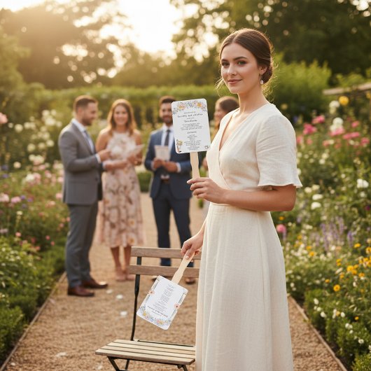 Floral Arch Wedding Ceremony Program Fan ハンドファン