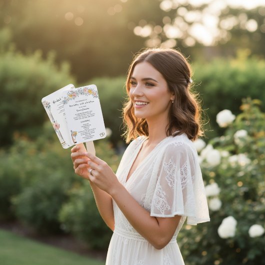 Floral Arch Wedding Ceremony Program Fan ハンドファン