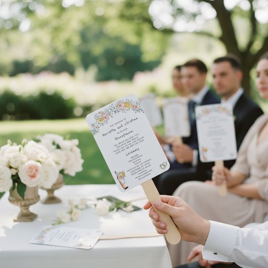 Floral Arch Wedding Ceremony Program Fan ハンドファン