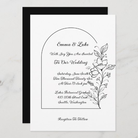 Floral Arch Wedding Invitation 招待状 (正面/裏面)