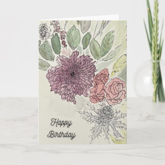 Floral Arrangement Birthday Card カード (正面)