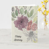Floral Arrangement Birthday Card カード (黄色い花)
